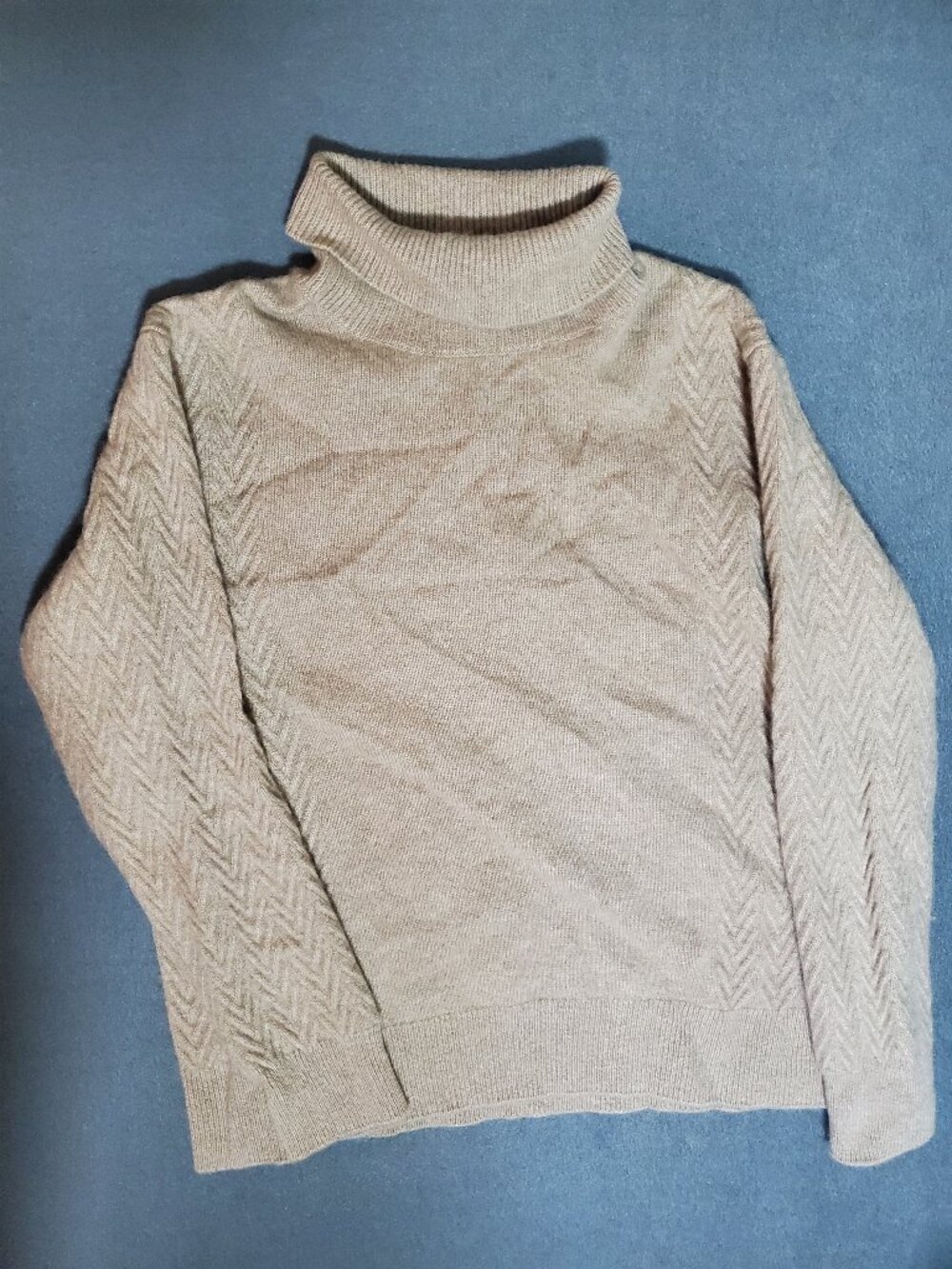 Orvis Women's XL chevron knit cashmere turtleneck sweater